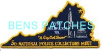 VIRGINIA,ARLINGTON 5TH NATIONAL POLICE COLLECTORS MEET 1 STATE SHAPED_wm